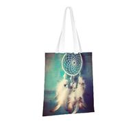 PPTHSNVB Crazy polka dots Canvas Tote Bag for Women Reusable Shopping Grocery Bags with Handles Cloth bags, White Dream Catcher Feather, One Size