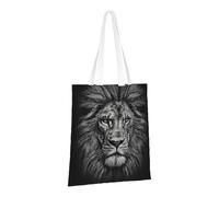 PPTHSNVB Crazy polka dots Canvas Tote Bag for Women Reusable Shopping Grocery Bags with Handles Cloth bags, Black and White Lion Head, One Size