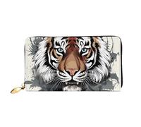 PPTHSNVB Crazy polka dots Women's Wallet Large Capacity Credit Card Holder Zip Phone Clutch Ladies Travel Purse, Black And White Doodle Tiger, One Size, Classic