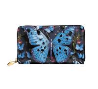 PPTHSNVB Crazy polka dots Women's Wallet Large Capacity Credit Card Holder Zip Phone Clutch Ladies Travel Purse, Blue Butterfly, One Size, Classic