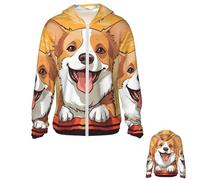 PPTHSNVB Cute corgi dog Sun Protection Hoodie Jacket UPF 50+ Full Zip Long Sleeve Sun Shirts With Pockets Rash Guard Small
