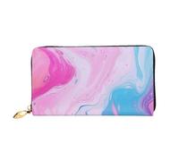 PPTHSNVB Cute Cow Women's Wallet Large Capacity Credit Card Holder Zip Phone Clutch Ladies Travel Purse, Marble Pastel Blue Purple, One Size, Classic