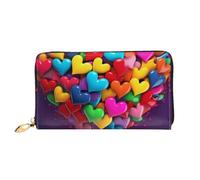 PPTHSNVB Cute Cow Women's Wallet Large Capacity Credit Card Holder Zip Phone Clutch Ladies Travel Purse, Colourful Heart, One Size, Classic