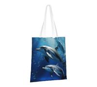 PPTHSNVB Cute Dolphins Canvas Tote Bag for Women Reusable Shopping Grocery Bags with Handles Cloth bags