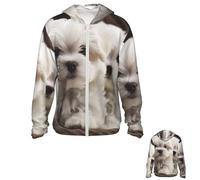 PPTHSNVB Cute Maltese Puppy Sun Protection Hoodie Jacket UPF 50+ Full Zip Long Sleeve Sun Shirts With Pockets Rash Guard 3X-Large