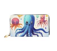 PPTHSNVB Cute Owl Women's Wallet Large Capacity Credit Card Holder Zip Phone Clutch Ladies Travel Purse, Colorful Squid Octopus, One Size, Classic