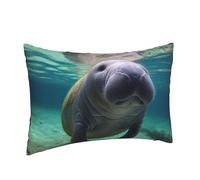 PPTHSNVB Cute Sea Animal Manatee Pillow Cases Microfiber Pillowcases with Hidden Zipper Super Soft Breathable Pillow Cover 12" x 18" Pillowcases Plush Pillow Shams Covers for All Seasons