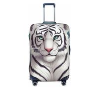 PPTHSNVB Cute white tiger Luggage Covers for Suitcase Elastic Suitcase Cover Protector Dustproof Anti-Scratch Thicken Travel Luggage Cover Washable Baggage Covers Fit 18-32 Inch Luggage, Black, S