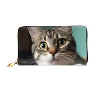 PPTHSNVB Cute white tiger Women's Wallet Large Capacity Credit Card Holder Zip Phone Clutch Ladies Travel Purse, A Curious Cat, One Size, Classic