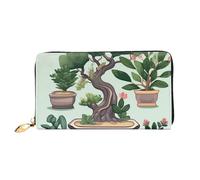 PPTHSNVB Cute white tiger Women's Wallet Large Capacity Credit Card Holder Zip Phone Clutch Ladies Travel Purse, Bonsai Plant, One Size, Classic