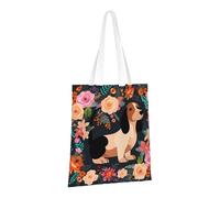 PPTHSNVB Dachshund Floral Canvas Tote Bag for Women Reusable Shopping Grocery Bags with Handles Cloth bags