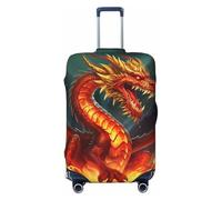 PPTHSNVB Dragon King in Fire Luggage Covers for Suitcase Elastic Suitcase Cover Protector Dustproof Anti-Scratch Thicken Travel Luggage Cover Washable Baggage Covers Fit 18-32 Inch Luggage, Black, S