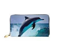 PPTHSNVB Eiffel Tower Love Paris Women's Wallet Large Capacity Credit Card Holder Zip Phone Clutch Ladies Travel Purse, Dolphin, One Size, Classic