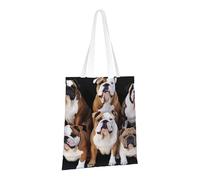 PPTHSNVB English Bulldogs Canvas Tote Bag for Women Reusable Shopping Grocery Bags with Handles Cloth bags