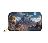 PPTHSNVB Farm Tractor Harvest Women's Wallet Large Capacity Credit Card Holder Zip Phone Clutch Ladies Travel Purse, Fantasy Town, One Size, Classic