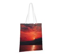 PPTHSNVB Fiery red sunset Canvas Tote Bag for Women Reusable Shopping Grocery Bags with Handles Cloth bags