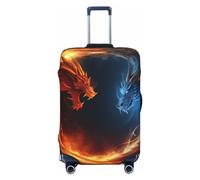 PPTHSNVB Fire and ice dragons Luggage Covers for Suitcase Elastic Suitcase Cover Protector Dustproof Anti-Scratch Thicken Travel Luggage Cover Washable Baggage Covers Fit 18-32 Inch Luggage, Black, L