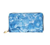 PPTHSNVB Fire and ice dragons Women's Wallet Large Capacity Credit Card Holder Zip Phone Clutch Ladies Travel Purse, Blue Ice Cube Background, One Size, Classic