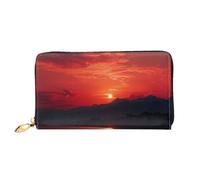 PPTHSNVB Fire and ice dragons Women's Wallet Large Capacity Credit Card Holder Zip Phone Clutch Ladies Travel Purse, Fiery Red Sunset, One Size, Classic