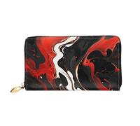 PPTHSNVB Fire and ice dragons Women's Wallet Large Capacity Credit Card Holder Zip Phone Clutch Ladies Travel Purse, Black And Red Marble, One Size, Classic
