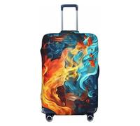 PPTHSNVB Fire And Water Pattern Luggage Covers for Suitcase Elastic Suitcase Cover Protector Dustproof Anti-Scratch Thicken Travel Luggage Cover Washable Baggage Covers Fit 18-32 Inch Luggage, Black
