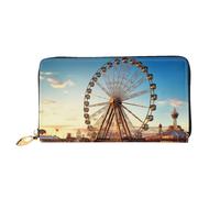 PPTHSNVB Fire And Water Pattern Women's Wallet Large Capacity Credit Card Holder Zip Phone Clutch Ladies Travel Purse, Ferris Wheel, One Size, Classic