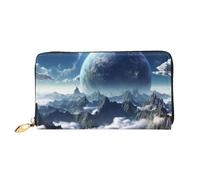 PPTHSNVB Fire And Water Pattern Women's Wallet Large Capacity Credit Card Holder Zip Phone Clutch Ladies Travel Purse, Fantasy Earth, One Size, Classic