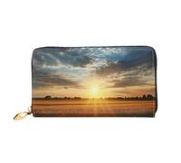 PPTHSNVB Fire And Water Pattern Women's Wallet Large Capacity Credit Card Holder Zip Phone Clutch Ladies Travel Purse, Field Sunrise, One Size, Classic