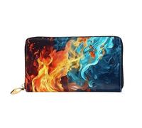 PPTHSNVB Fire And Water Pattern Women's Wallet Large Capacity Credit Card Holder Zip Phone Clutch Ladies Travel Purse, Fire And Water Pattern, One Size, Classic