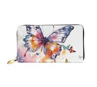 PPTHSNVB Fireflies Women's Wallet Large Capacity Credit Card Holder Zip Phone Clutch Ladies Travel Purse, Watercolor Butterfly, One Size, Classic