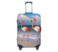 PPTHSNVB Flamingo Walking on The Beach Luggage Covers for Suitcase Elastic Suitcase Cover Protector Dustproof Anti-Scratch Thicken Travel Luggage Cover Washable Baggage Covers Fit 18-32 Inch Luggage