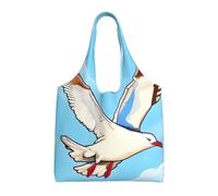 PPTHSNVB Flying Seagulls Canvas Tote Bag for Women Reusable Shopping Grocery Bags with Handles Cloth bags