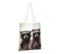 PPTHSNVB Funny Raccoon Green Sunglasses Canvas Tote Bag for Women Reusable Shopping Grocery Bags with Handles Cloth bags