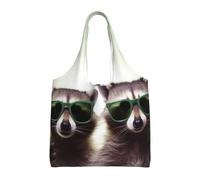 PPTHSNVB Funny Raccoon Green Sunglasses Canvas Tote Bag for Women Reusable Shopping Grocery Bags with Handles Cloth bags