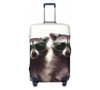 PPTHSNVB Funny Raccoon Green Sunglasses Luggage Covers for Suitcase Elastic Suitcase Cover Protector Dustproof Anti-Scratch Thicken Travel Luggage Cover Washable Baggage Covers Fit 18-32 Inch Luggage
