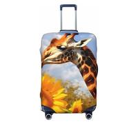 PPTHSNVB Giraffe and Sunflower Luggage Covers for Suitcase Elastic Suitcase Cover Protector Dustproof Anti-Scratch Thicken Travel Luggage Cover Washable Baggage Covers Fit 18-32 Inch Luggage, Black