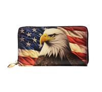 PPTHSNVB Giraffe at sunset Women's Wallet Large Capacity Credit Card Holder Zip Phone Clutch Ladies Travel Purse, Flag And Eagle, One Size, Classic