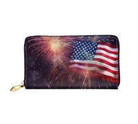 PPTHSNVB Green Frog Women's Wallet Large Capacity Credit Card Holder Zip Phone Clutch Ladies Travel Purse, Firework American Flag 4Th Of July, One Size, Classic