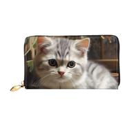 PPTHSNVB Green Frog Women's Wallet Large Capacity Credit Card Holder Zip Phone Clutch Ladies Travel Purse, Cat, One Size, Classic