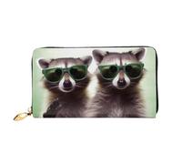 PPTHSNVB Green Frog Women's Wallet Large Capacity Credit Card Holder Zip Phone Clutch Ladies Travel Purse, Funny Raccoon Green Sunglasses, One Size, Classic