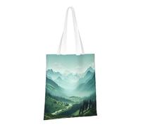 PPTHSNVB Green Mountain Landscape Canvas Tote Bag for Women Reusable Shopping Grocery Bags with Handles Cloth bags