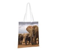 PPTHSNVB Green Tropical Jungle Plant Canvas Tote Bag for Women Reusable Shopping Grocery Bags with Handles Cloth bags, Elephant Family, One Size