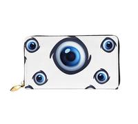 PPTHSNVB Green Tropical Jungle Plant Women's Wallet Large Capacity Credit Card Holder Zip Phone Clutch Ladies Travel Purse, Evil Eyes, One Size, Classic