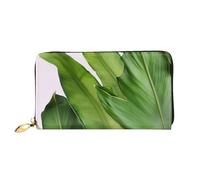 PPTHSNVB Green Tropical Jungle Plant Women's Wallet Large Capacity Credit Card Holder Zip Phone Clutch Ladies Travel Purse, Fresh Banana Leaves, One Size