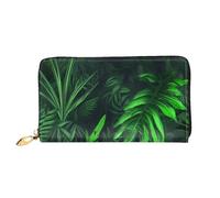 PPTHSNVB Green Tropical Jungle Plant Women's Wallet Large Capacity Credit Card Holder Zip Phone Clutch Ladies Travel Purse, Green Tropical Jungle Plant, One Size, Classic