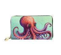 PPTHSNVB Green Tropical Jungle Plant Women's Wallet Large Capacity Credit Card Holder Zip Phone Clutch Ladies Travel Purse, Cute Octopus, One Size, Classic