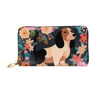 PPTHSNVB Green Tropical Jungle Plant Women's Wallet Large Capacity Credit Card Holder Zip Phone Clutch Ladies Travel Purse, Dachshund Floral, One Size, Classic