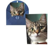 PPTHSNVB Greeting Cards with Envelope Blank Cards A curious cat Funny Thank You Card 4 x 6 in Birthday Card Get Well Blank Note Cards for Wedding Teachers Valentine's Holiday Party