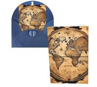 PPTHSNVB Greeting Cards with Envelope Blank Cards Ancient Map World Globe Funny Thank You Card 4 x 6 in Birthday Card Get Well Blank Note Cards for Wedding Teachers Valentine's Holiday Party