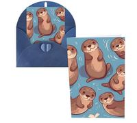 PPTHSNVB Greeting Cards with Envelope Blank Cards Animal Cute Brown Otters Funny Thank You Card 4 x 6 in Birthday Card Get Well Blank Note Cards for Wedding Teachers Valentine's Holiday Party